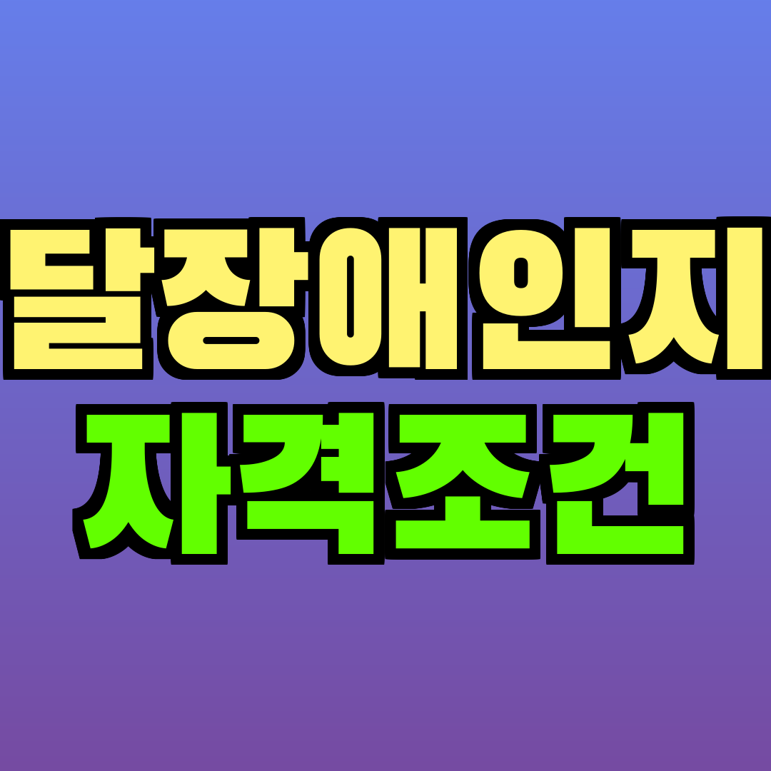 발달장애인지원 자격조건